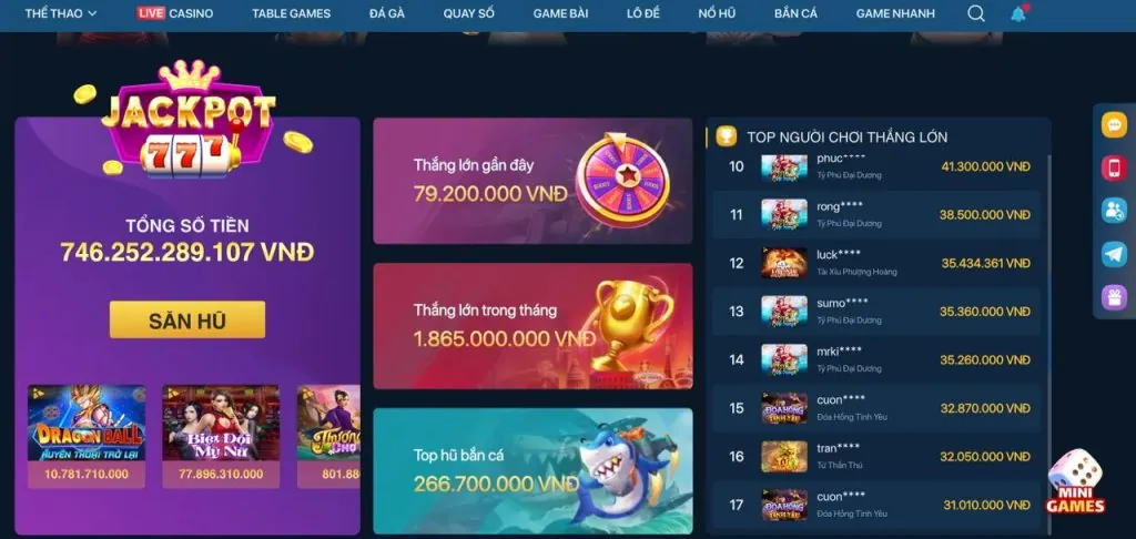 Kho game Nổ Hũ đa dạng